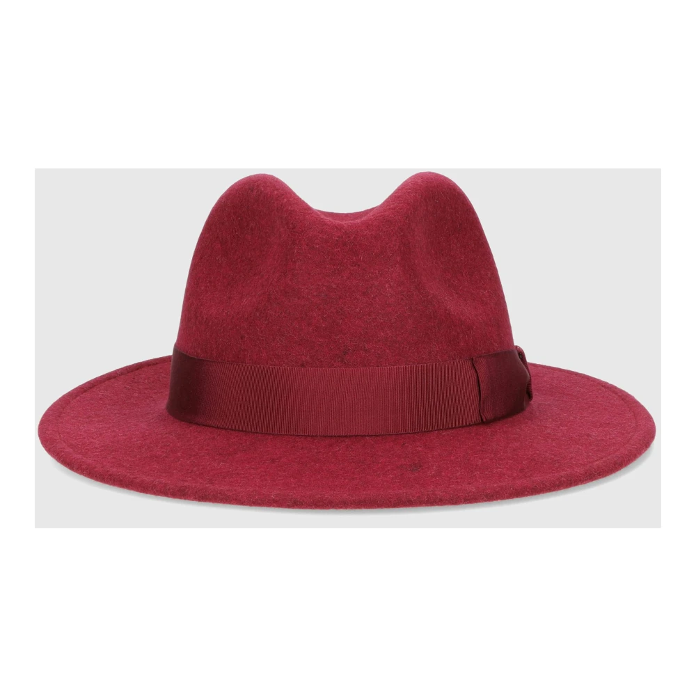 Borsalino Macho Wool Felt Fedora Hat Red Heren