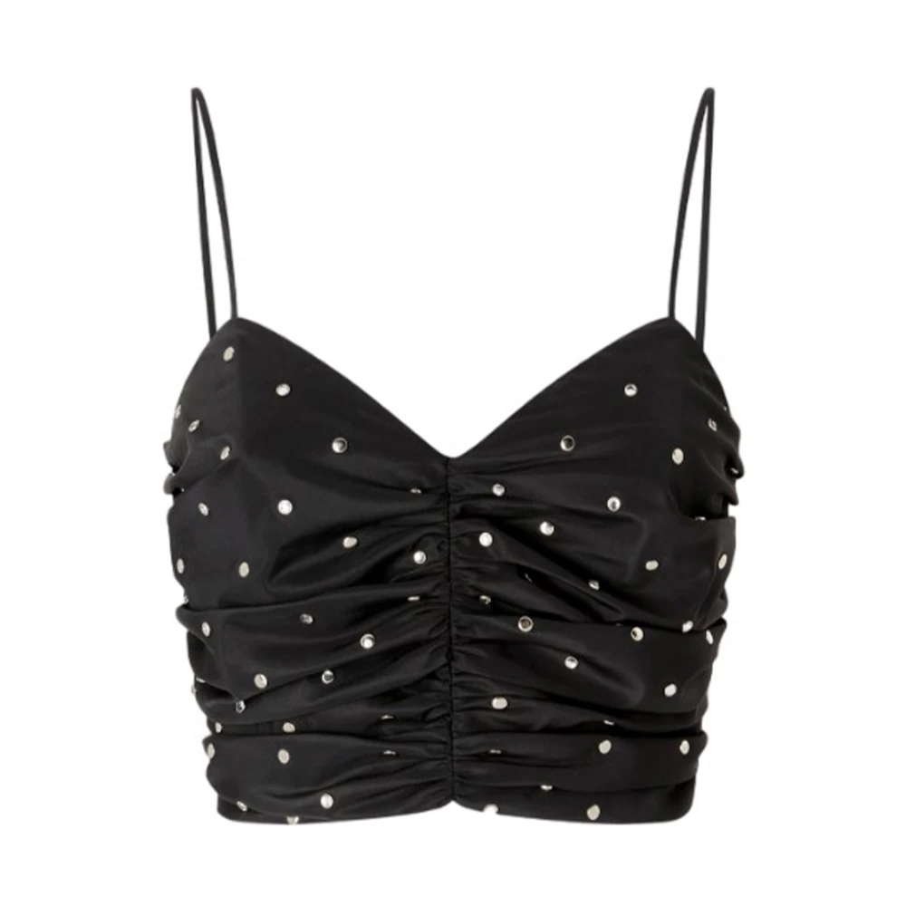 Pinko Zwarte Limousine Crop Top met Studs Black Dames