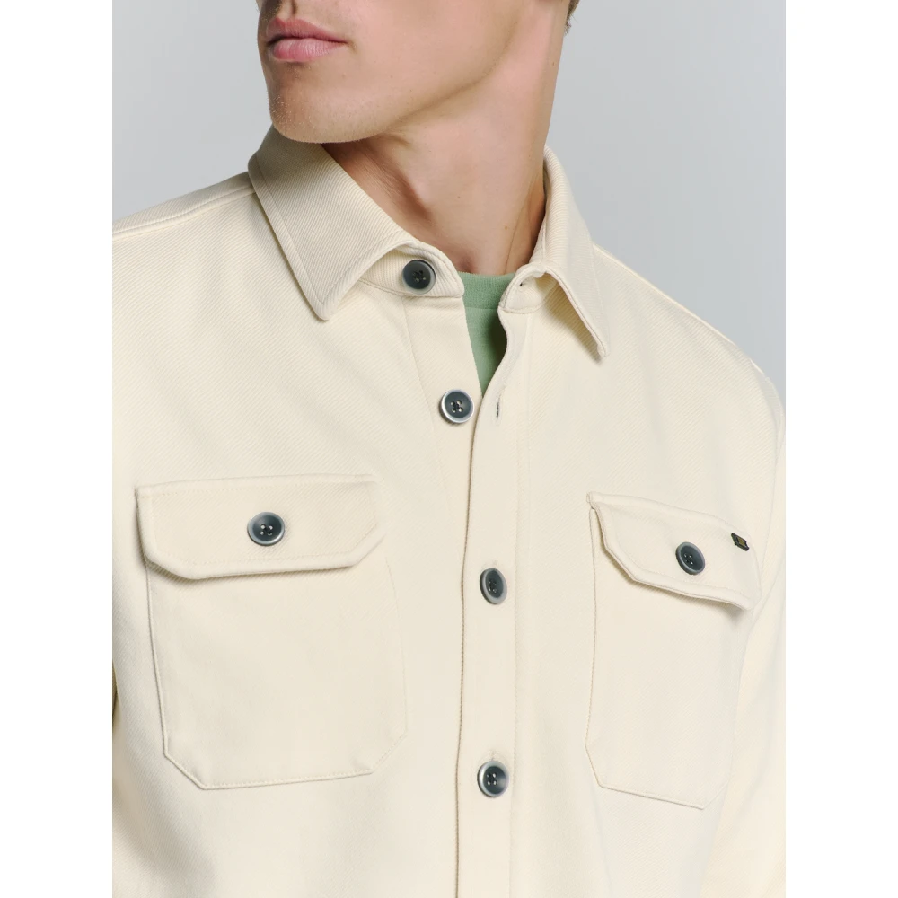 No Excess Knoopsluiting Overshirt Sweatshirt White Heren