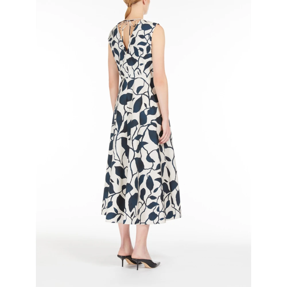 Max Mara Grafische Print Katoenen Midi Jurk White Dames