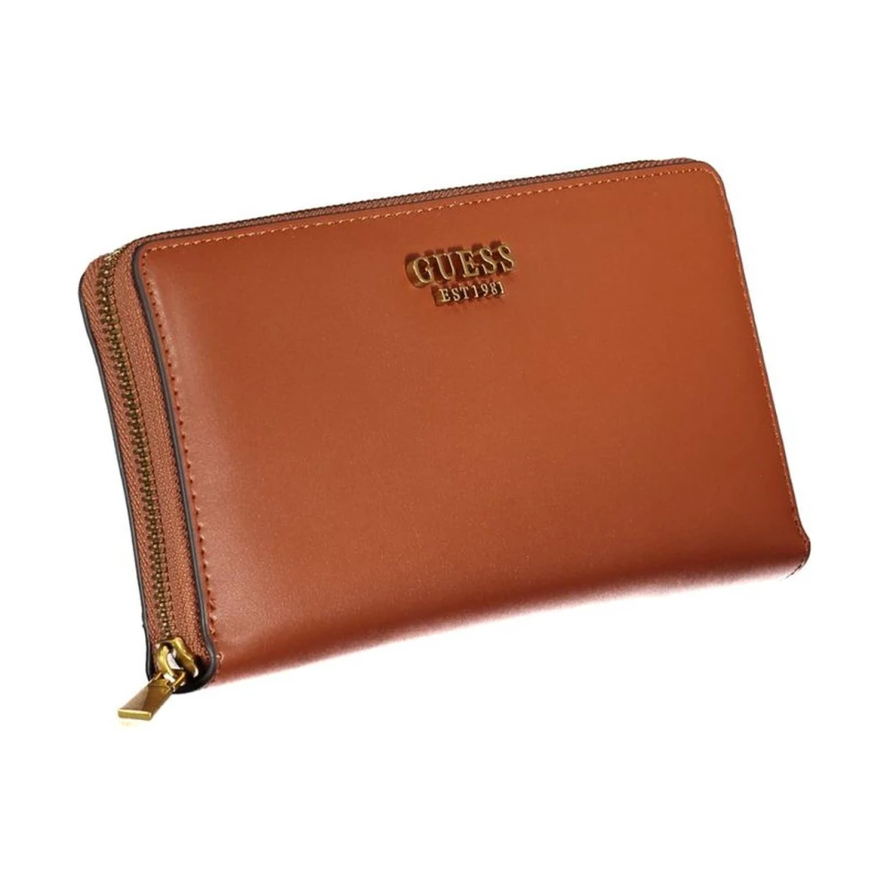 Guess Bruine Polyethyleen Portemonnee met Ritssluiting Brown Dames