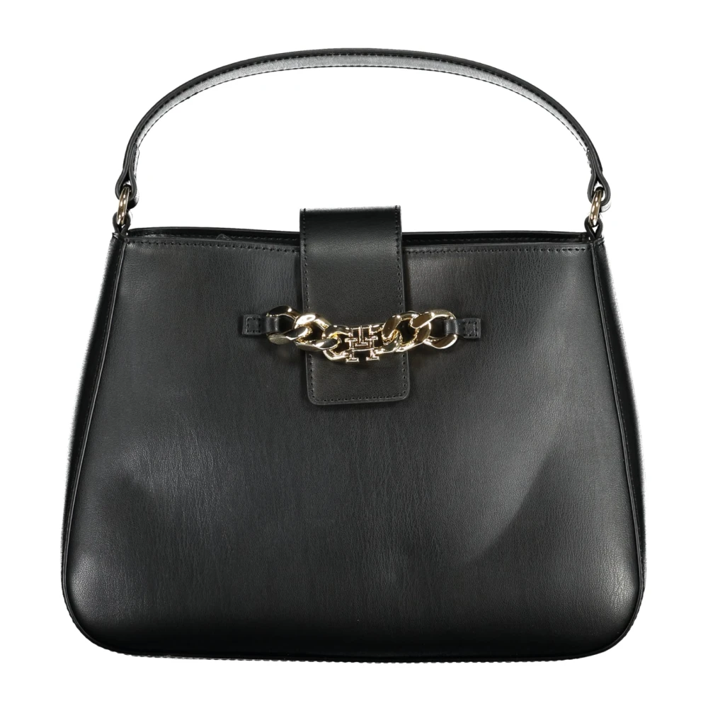 Tommy Hilfiger Women's Black Shoulder Bag With Adjustable Strap And Logo