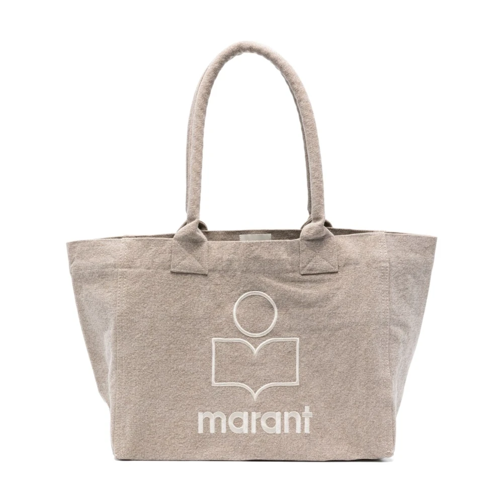 Isabel Marant Women's Beige Canvas Tote Bag Yenki Logo