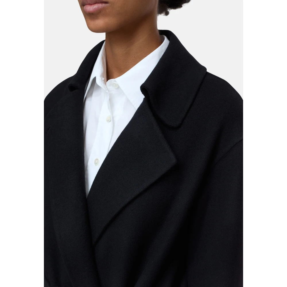 closed Jas van dubbele stof met riem en zijzakken Black Dames