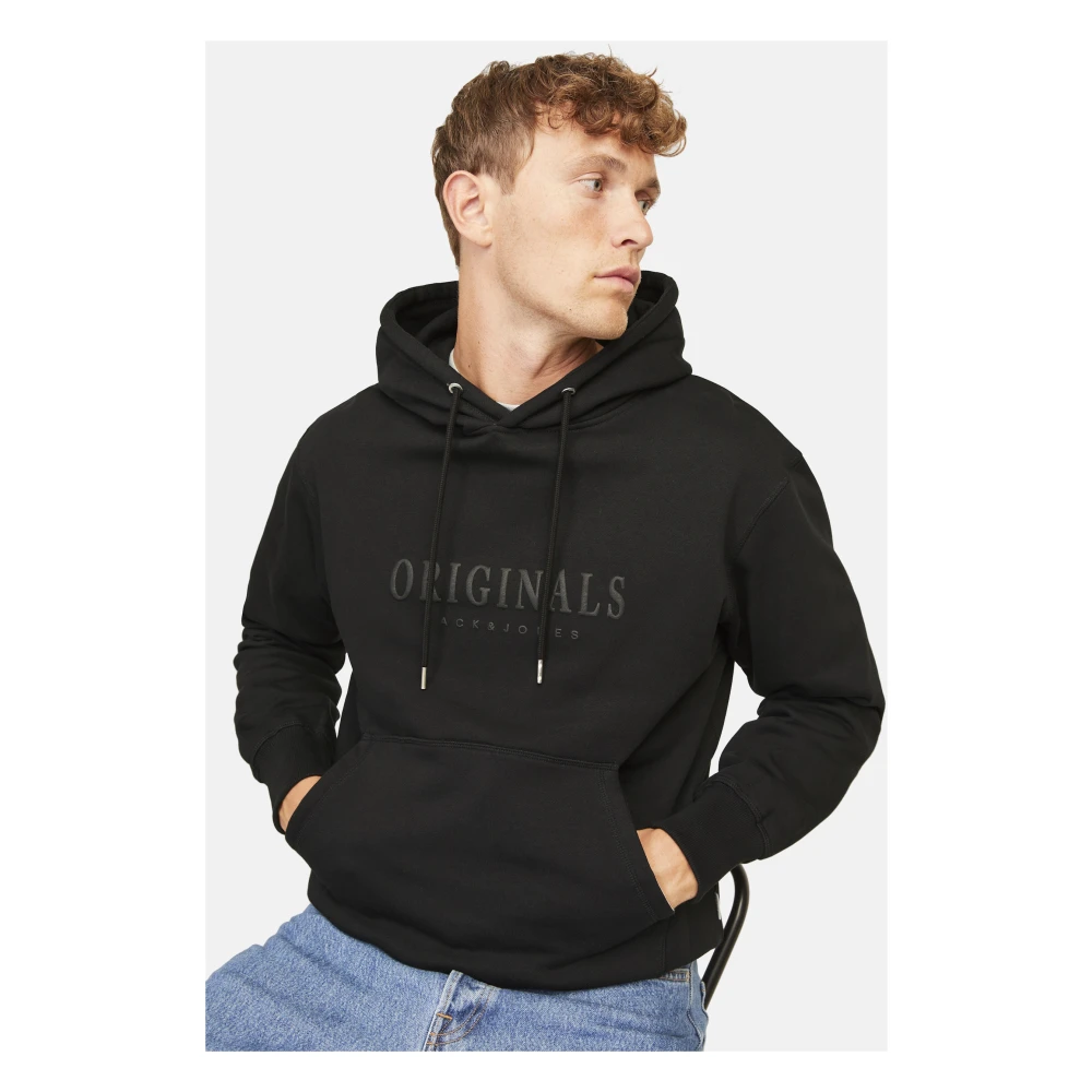 jack & jones Frederiksberg Hoodie met 3D Label Print Black Heren