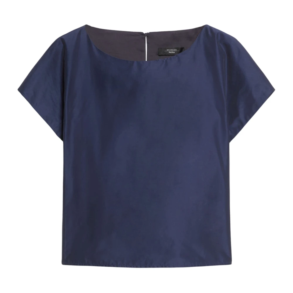 Max Mara Weekend Zijden Blend Boxy Top met Kimono Mouwen Blue Dames