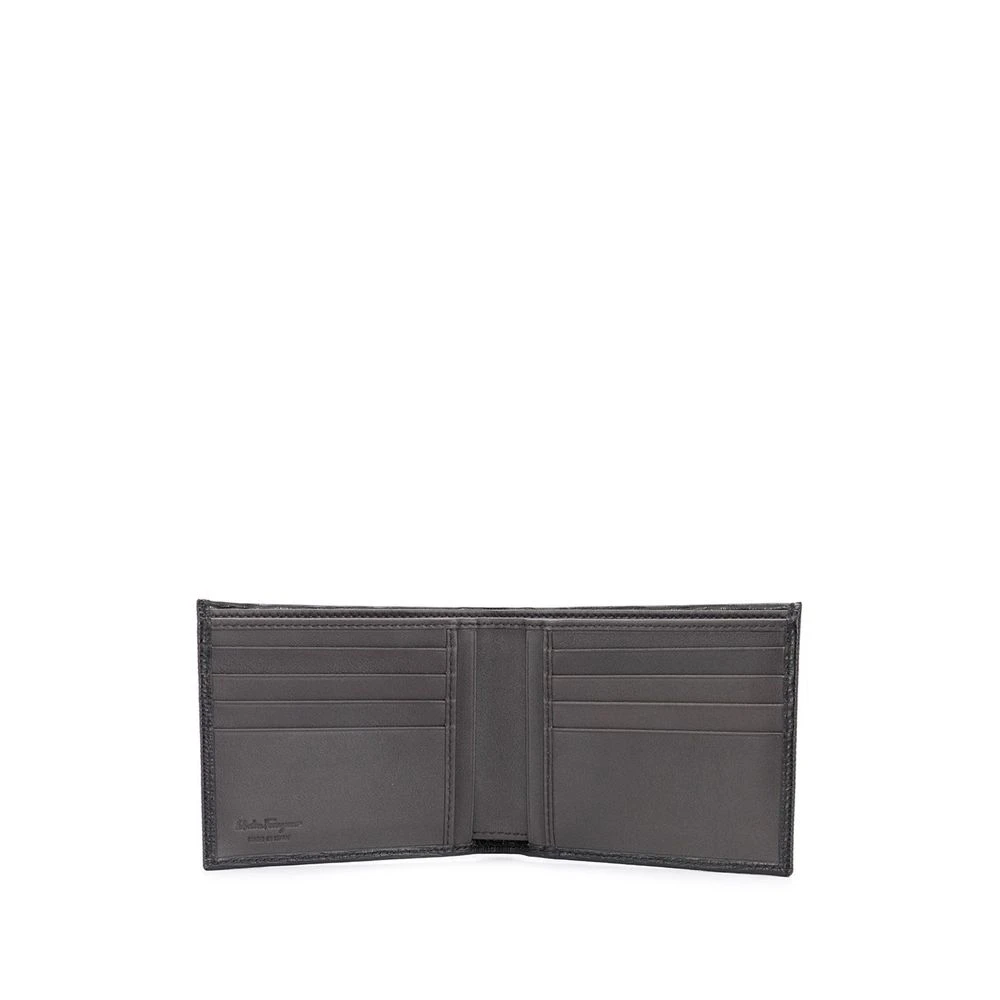 Salvatore Ferragamo Zwarte leren portemonnee met logoplaat Black Heren