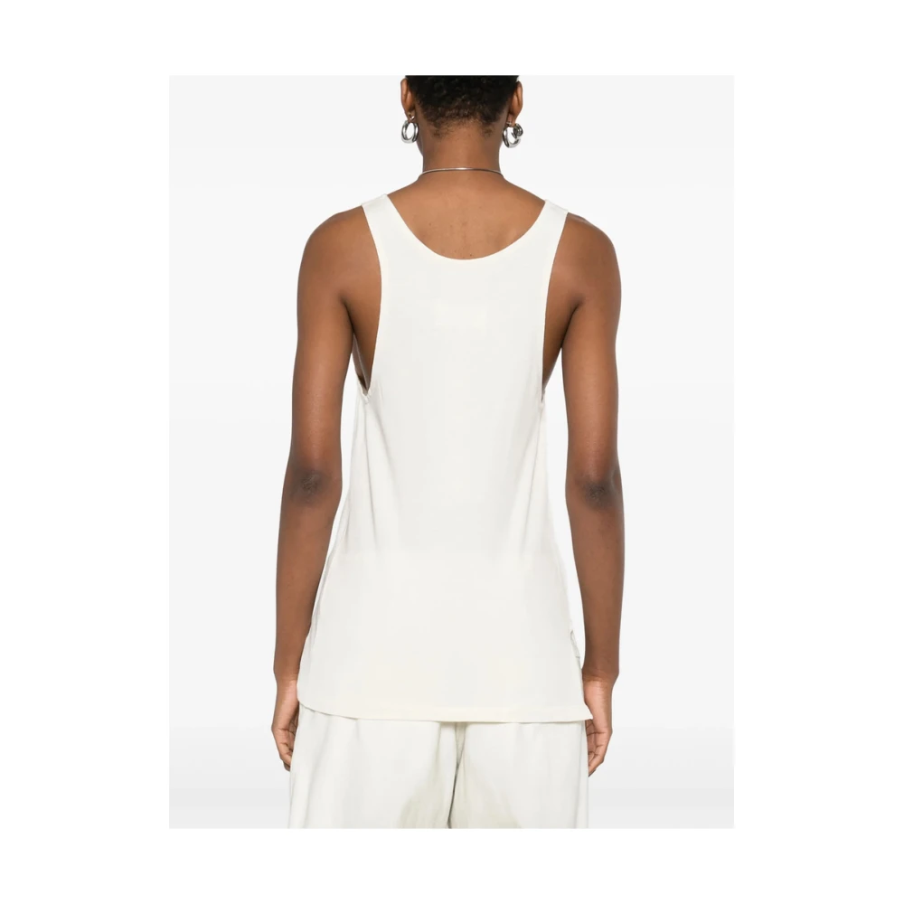 Maison Margiela Beige Signature Scoop Neck Mouwloze Top Beige Dames