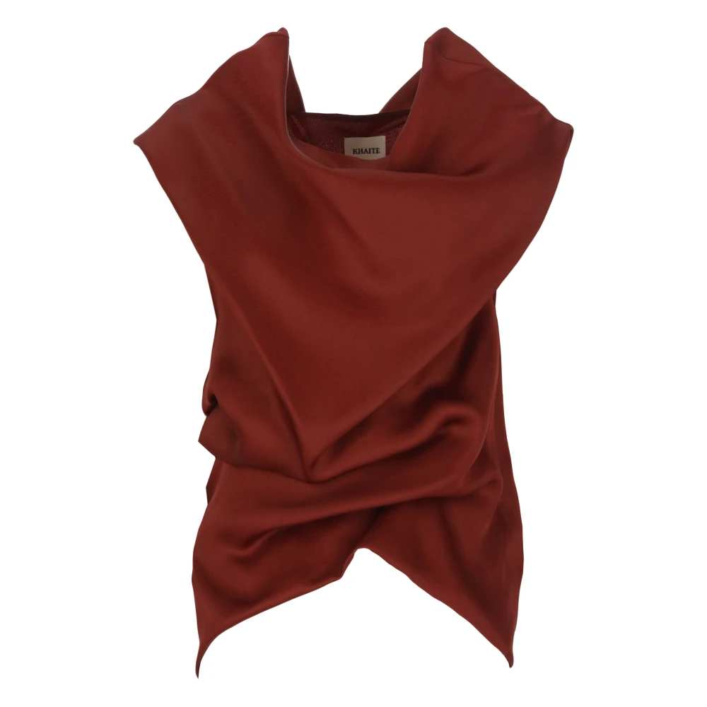 Khaite Zijden Bordeaux Top met Draperende Details Red Dames