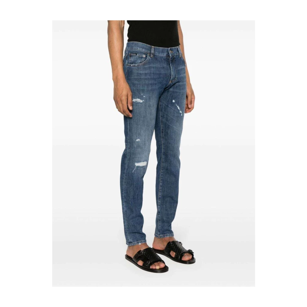 Dolce & Gabbana Lusso Denim Broek met Gescheurde Details Blue Heren