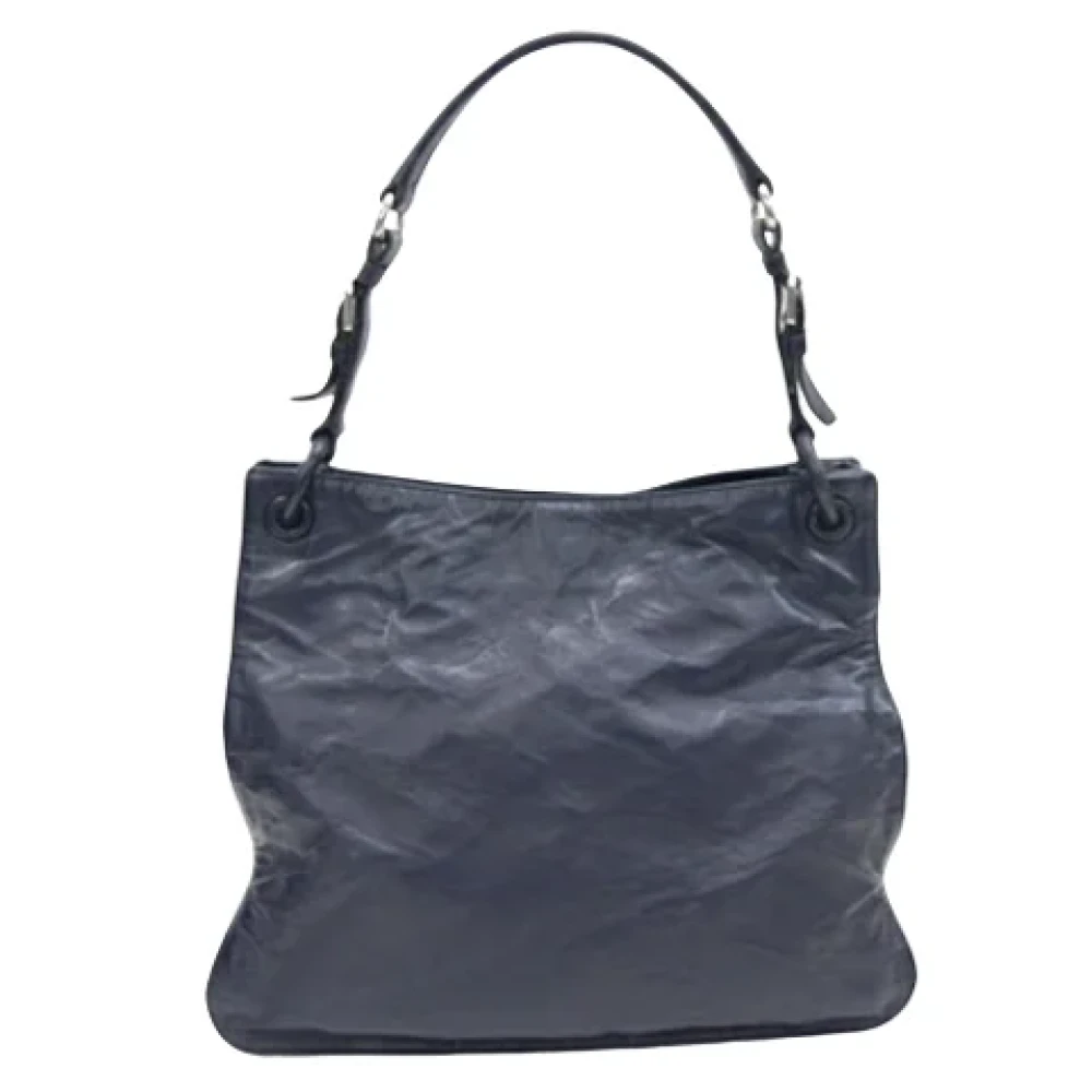 Prada Vintage Pre-owned Leather shoppers Blue Dames