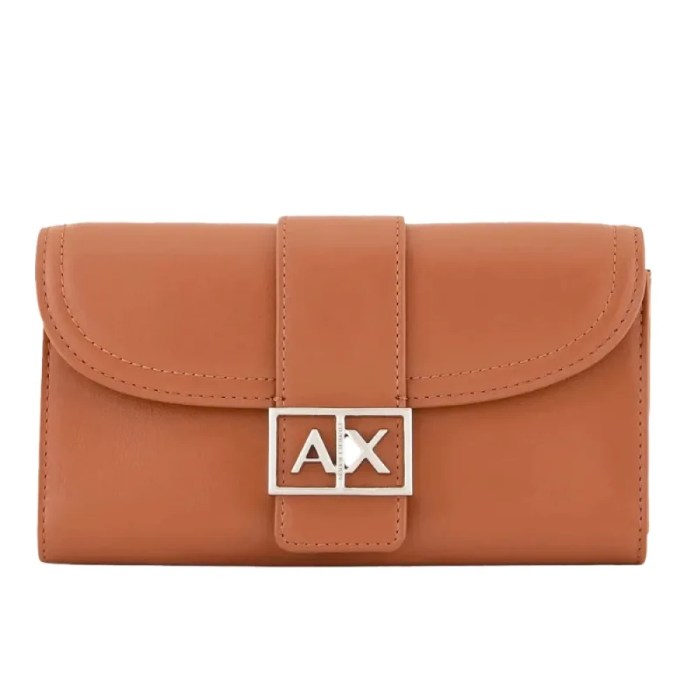 Armani Exchange Women's Brown Wallets & Cardholders, One Size, Classic Wallet With Snap Button