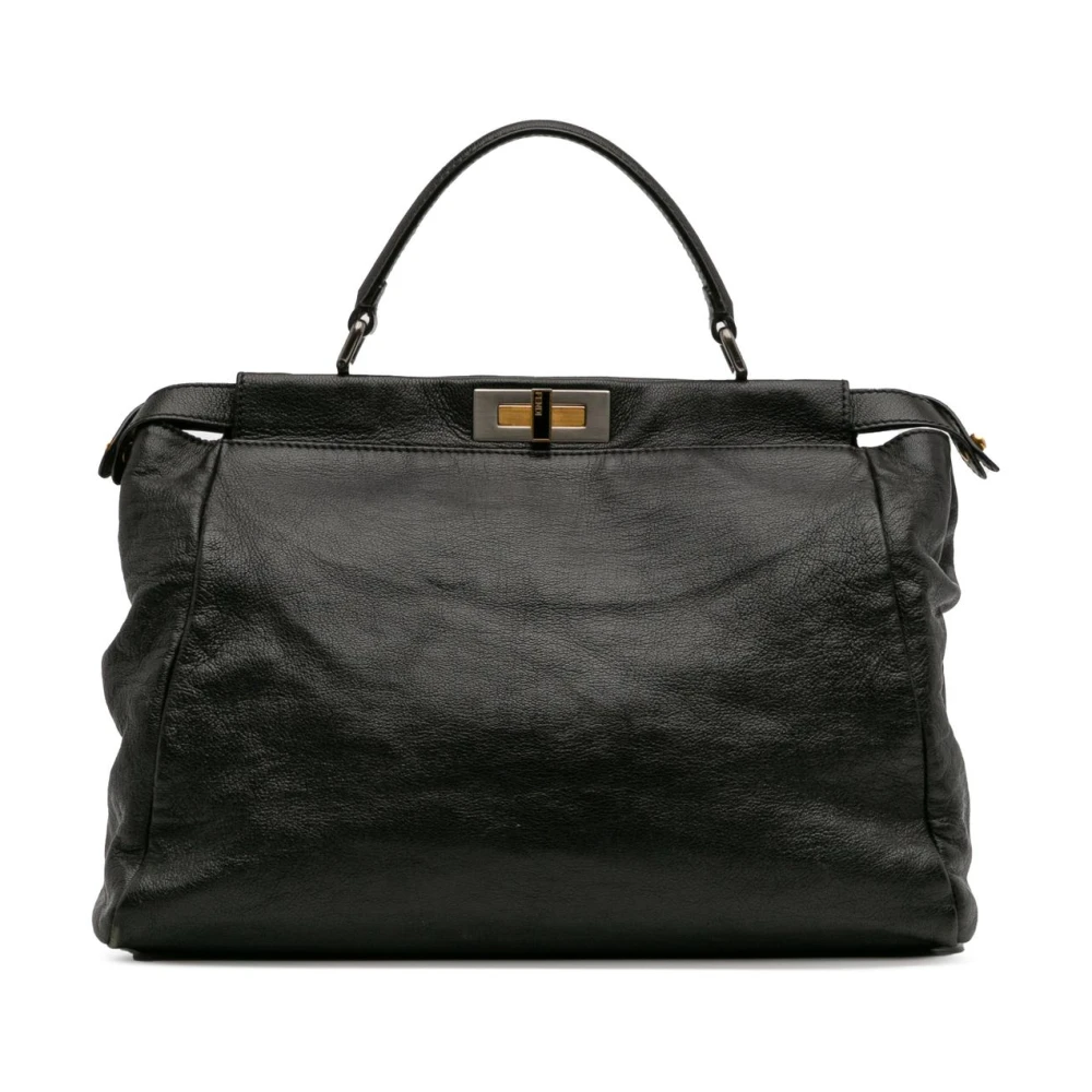 Fendi Vintage Women's Black Vintage Tote Bags, One Size, Pre-Owned Structured Leather Satchel