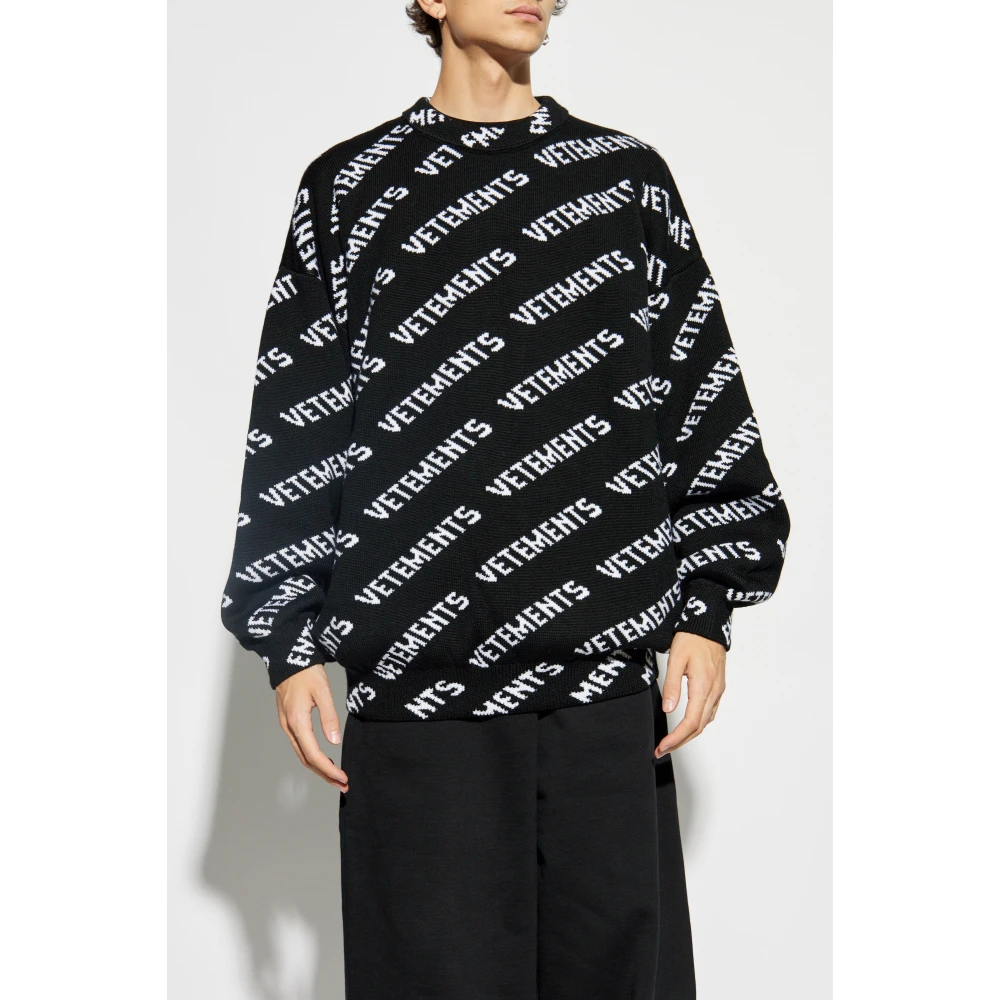 Vetements Trui met monogram Black Heren