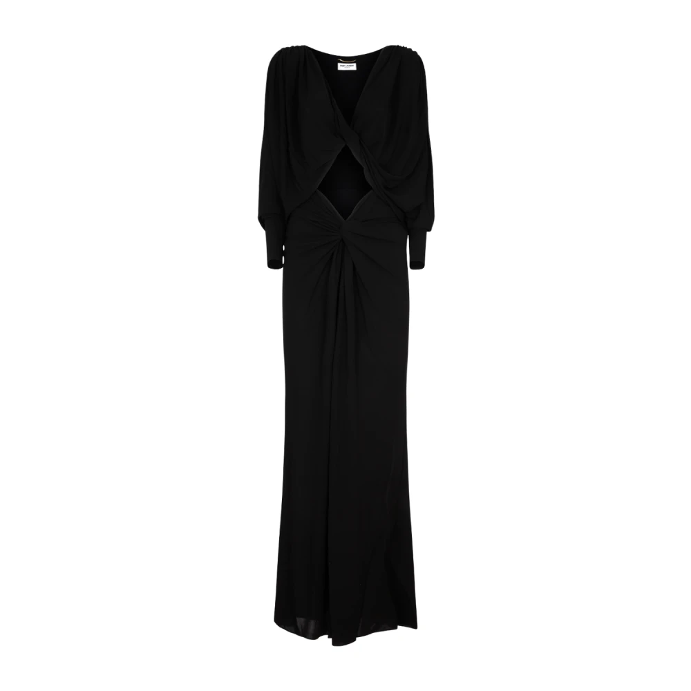 Saint Laurent Cut Out Maxi Jurk Black Dames