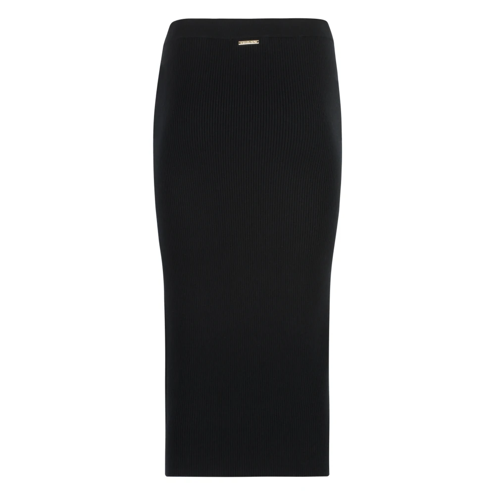 Michael Kors Geribbelde gebreide rok met elastische tailleband Black Dames