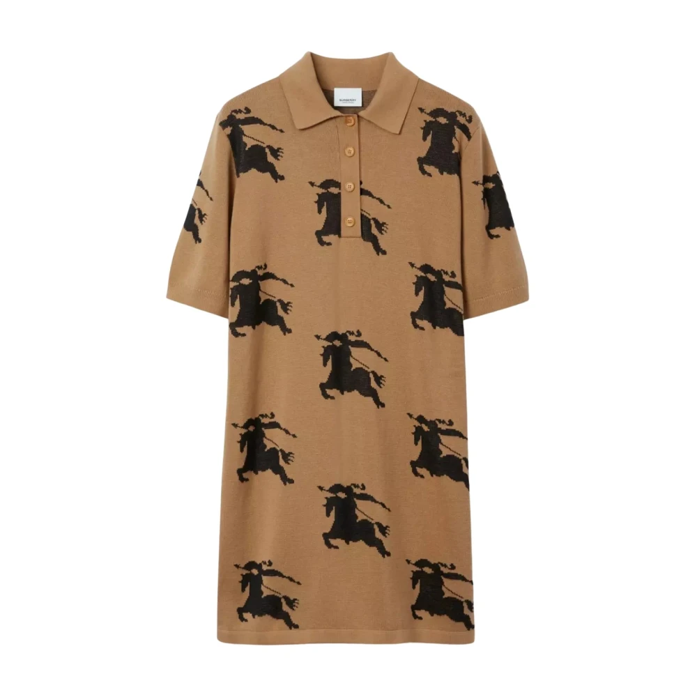 Burberry Women's Brown Polo Dress With Knight Graphics - Short Dresses - L - Dresses