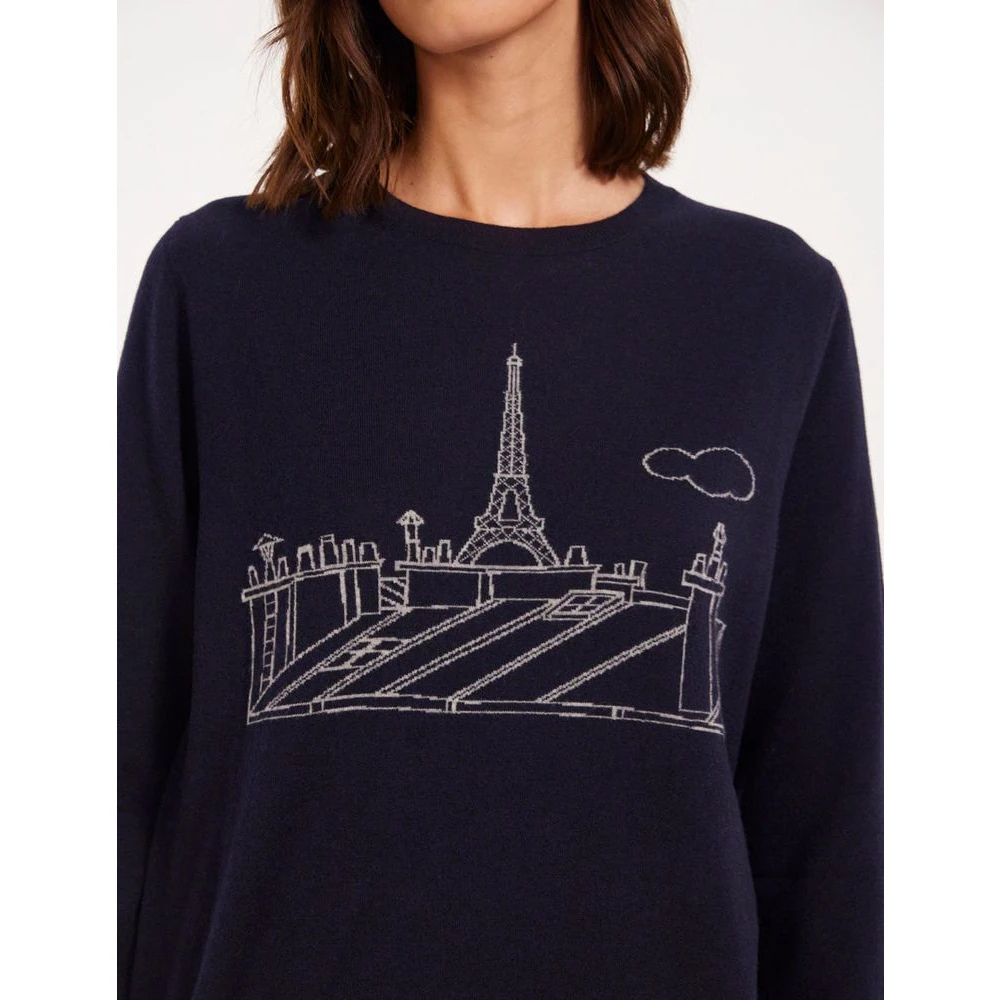 Ines De La Fressange Paris Merino Wool Jumper Blue Dames
