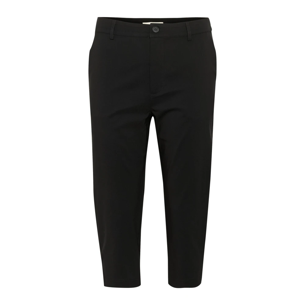 Cream Zwarte Cropped Capri Broek Slim Fit Black Dames