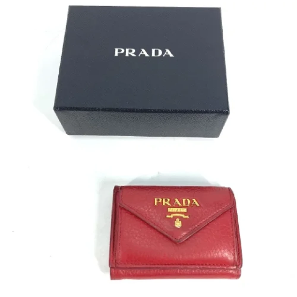 Prada Vintage Pre-owned Leather wallets Red Dames