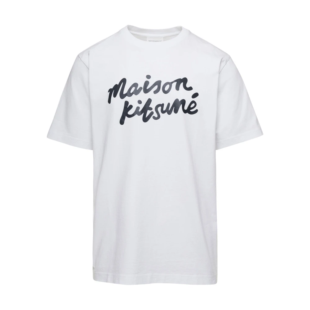 Maison Kitsuné Handwriting Comfort Tee-Shirt Wit White Heren