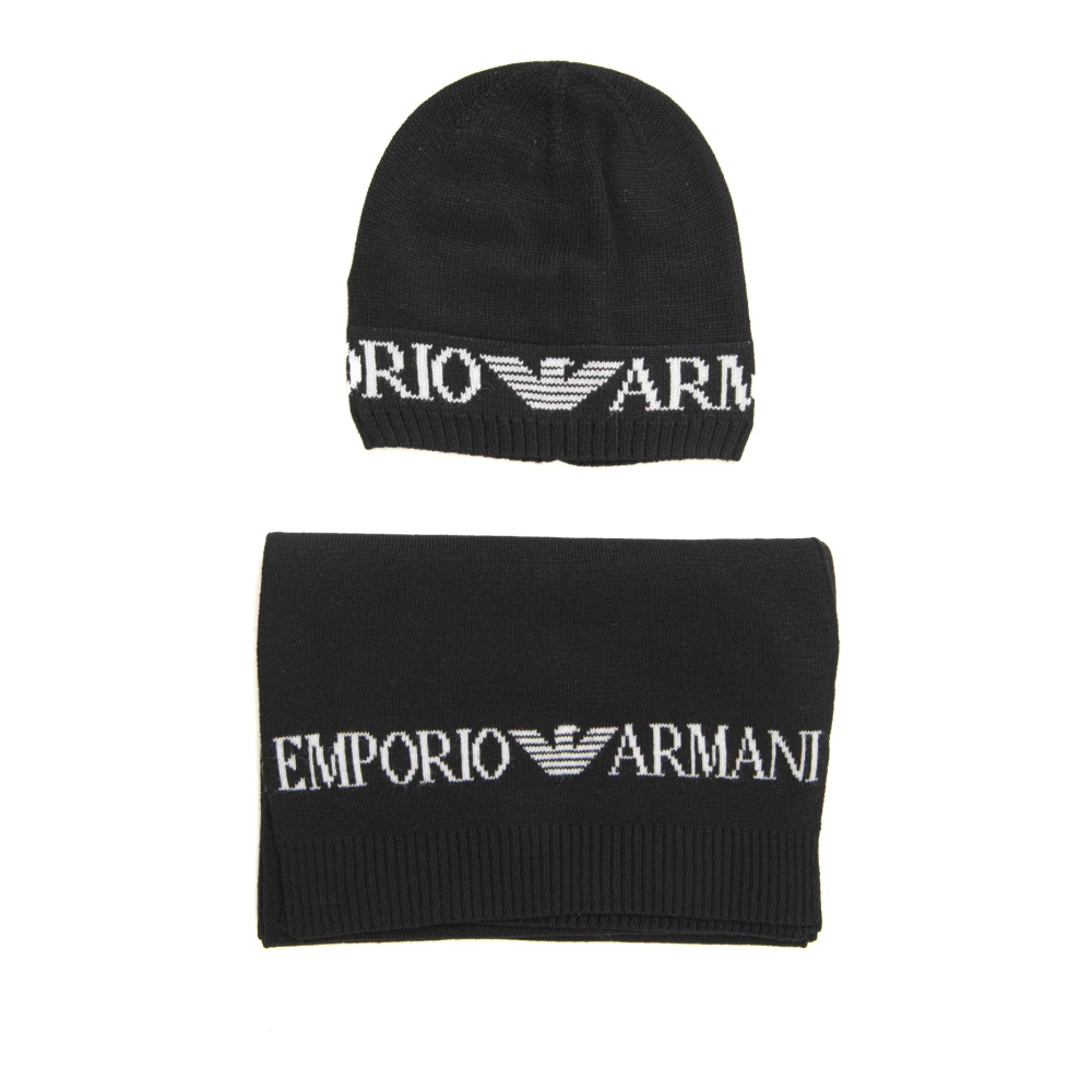 Emporio Armani Italiaans Design Sjaal en Hoed Set Black Heren