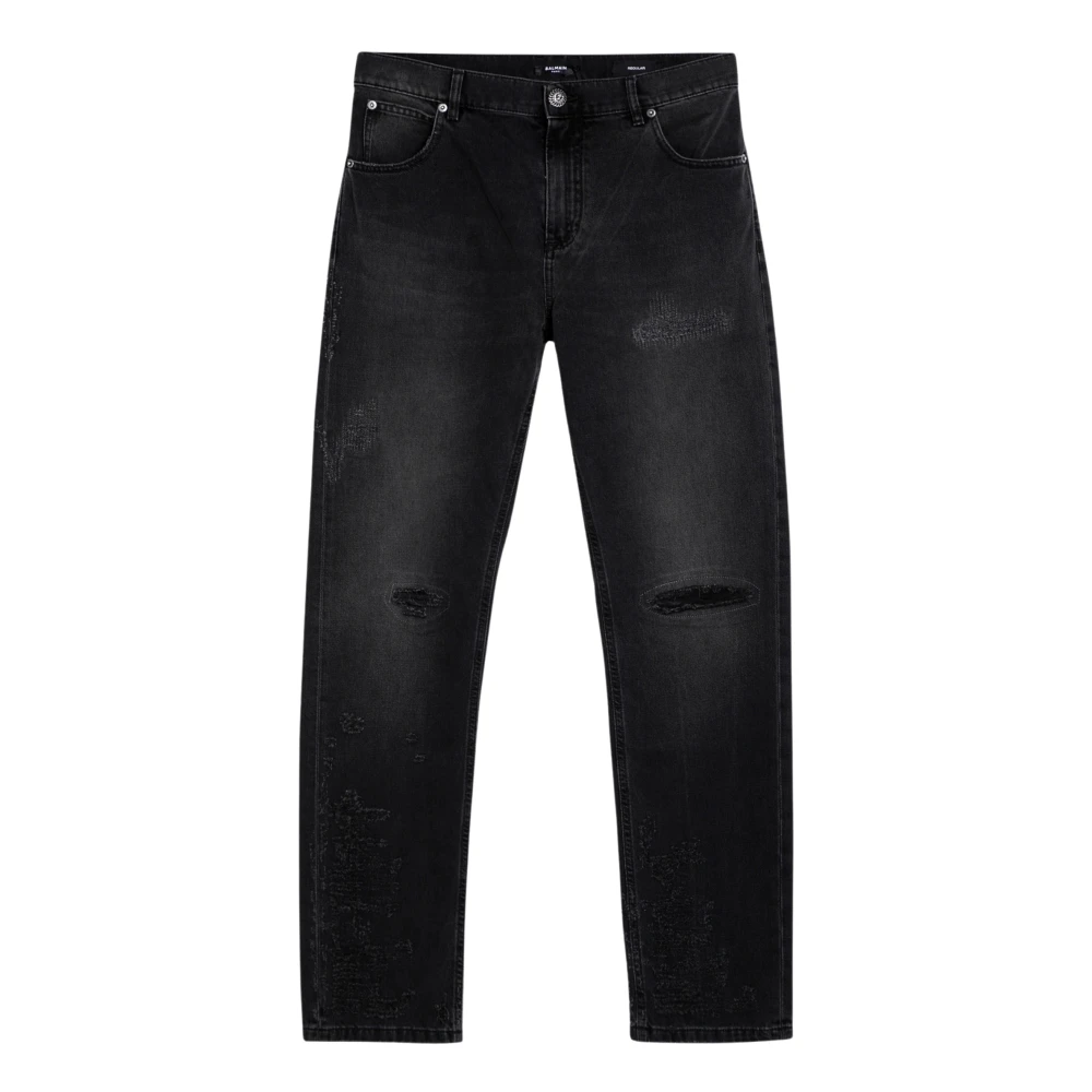 Balmain Regular Fit Jeans Black Heren