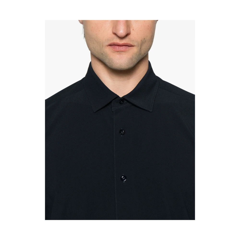 Mazzarelli Navy Blue Button-Up Shirt Blue Heren