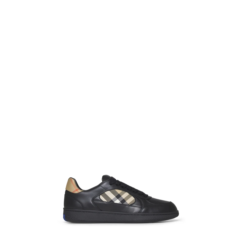 Burberry Leren en Check Terrace Sneakers Heren Schoenen Zwart