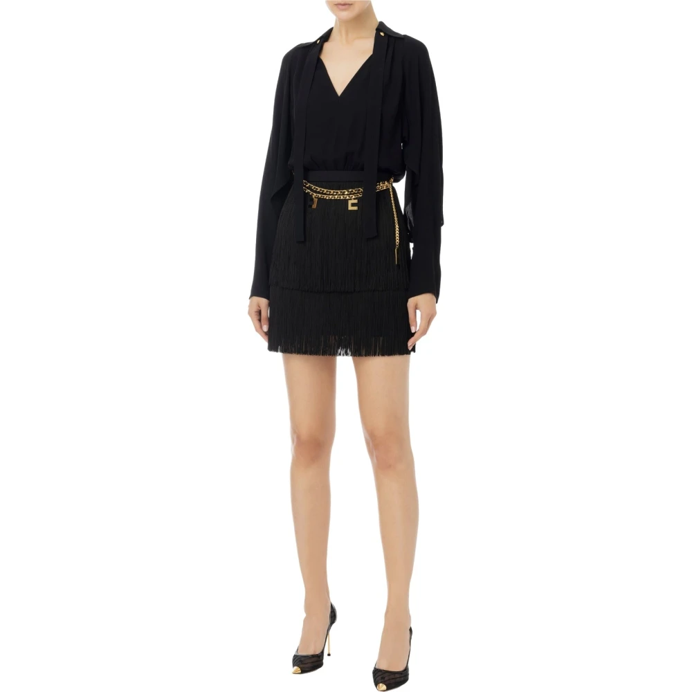 Elisabetta Franchi Avond- en ceremoniejurk Georgette Mini Jurk Black Dames