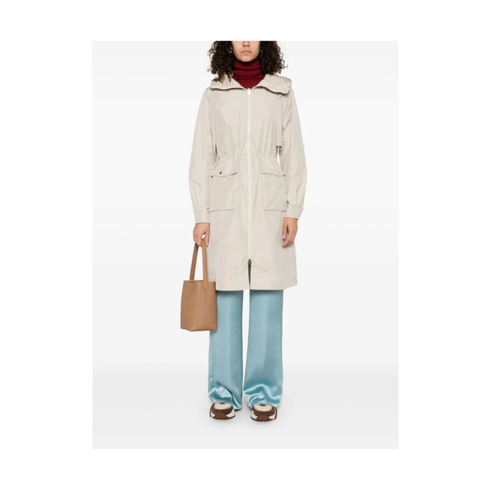 Herno Beige Jack met Rits en Trekkoord in de Taille Beige Dames