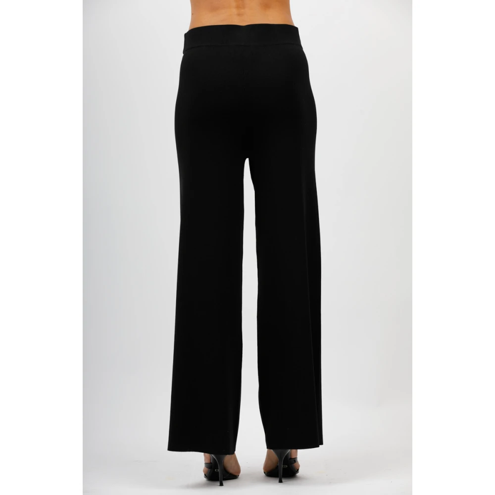 Alpha Studio Palazzo broek met elastische taille Black Dames