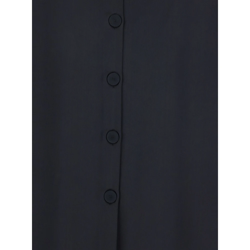 Plain Units Blauwe Satijnen Blouse Driekwart Mouwen Blue Dames