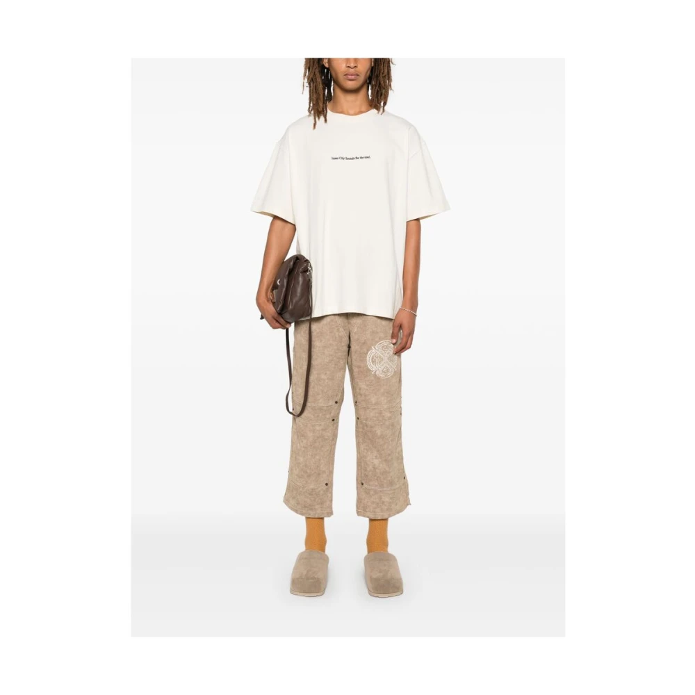 Honor The Gift Wijde Korte Beige Katoenen Broek Brown Heren
