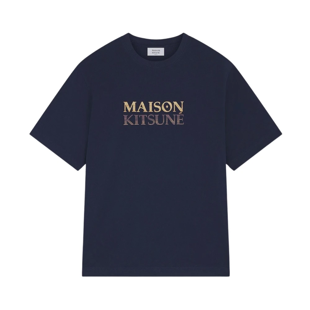 Maison Kitsuné Katoenen Logo T-Shirt Blue Heren
