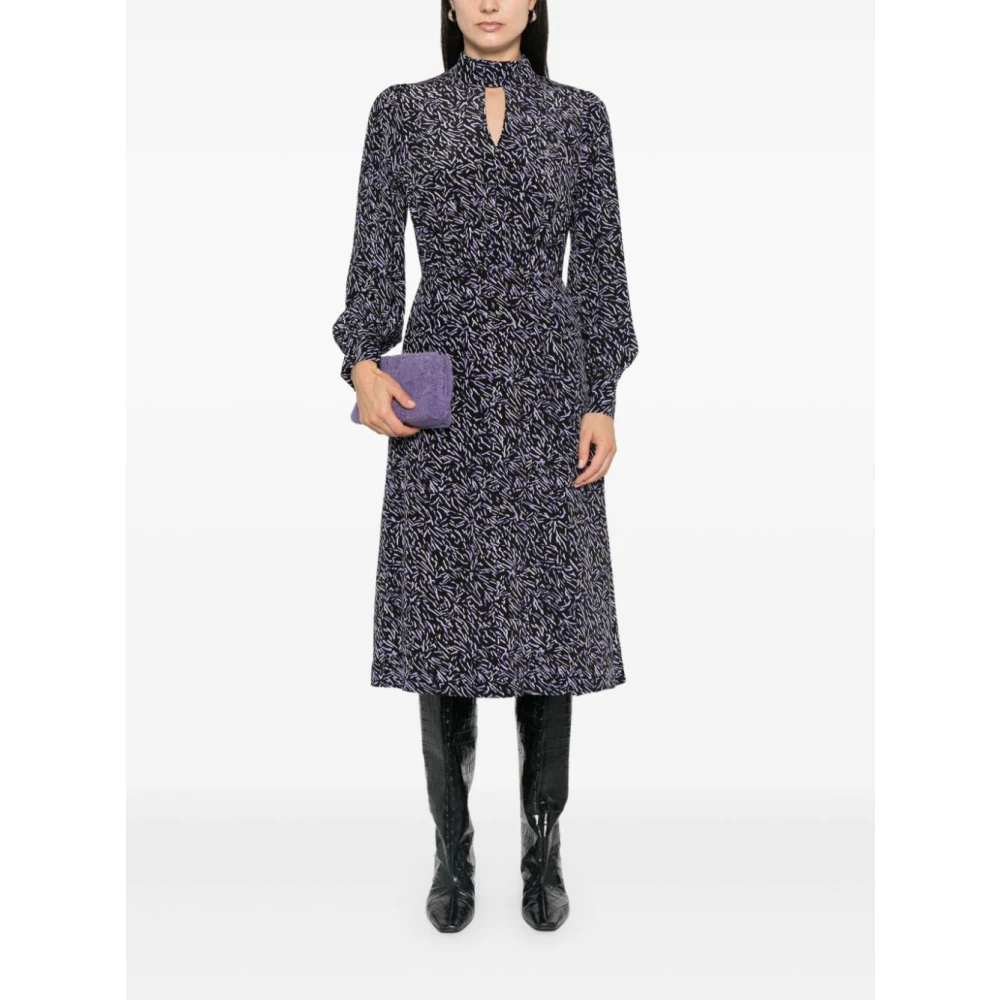 Karl Lagerfeld Jurk ML Zijde Zwart Print Zebra Malva Black Dames