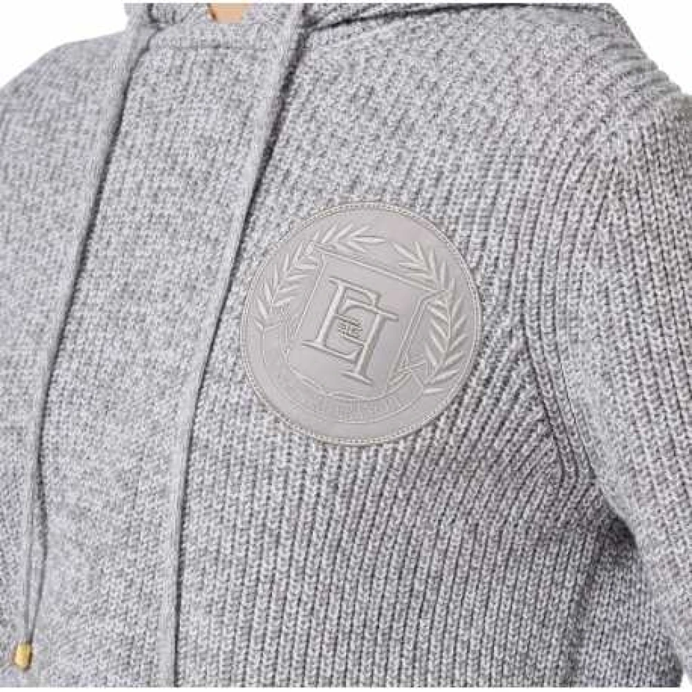 Elisabetta Franchi Parel Grijs Hoodie met Logo Patch Gray Dames