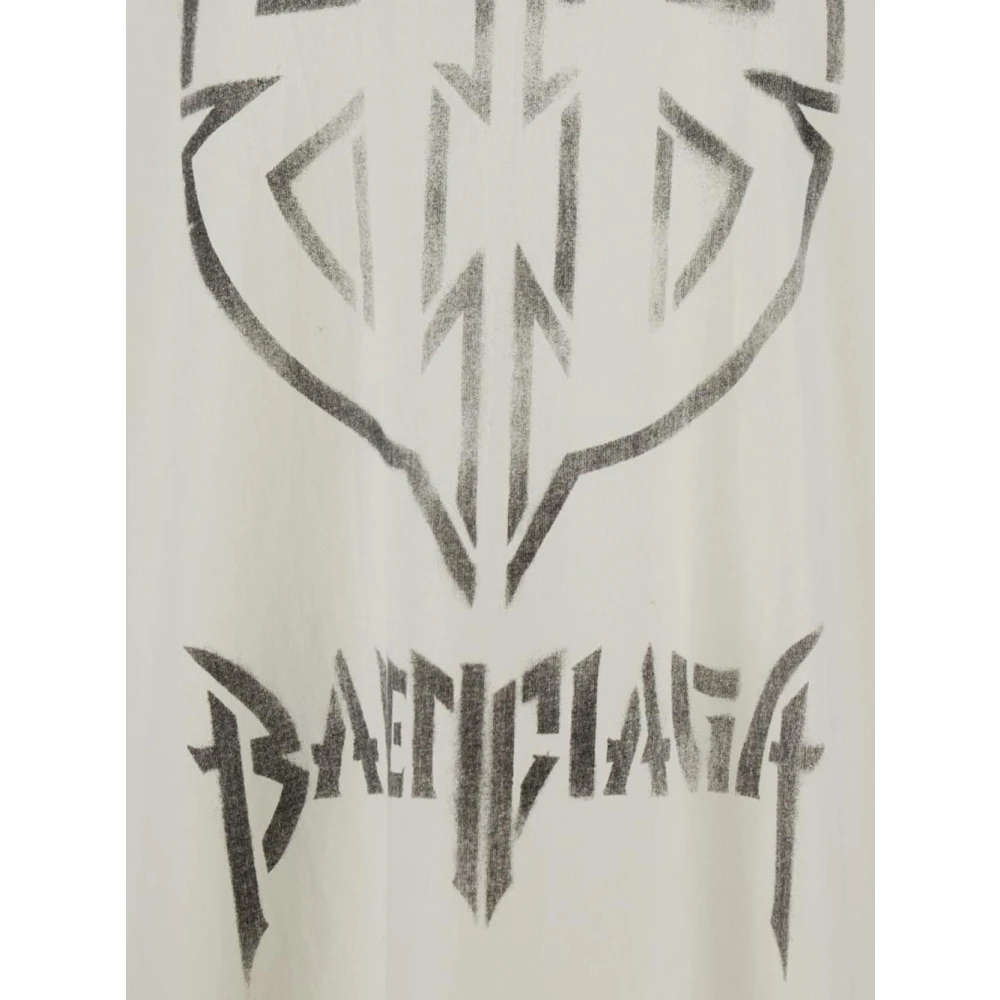 Balenciaga Katoenen Logo T-Shirt White Heren