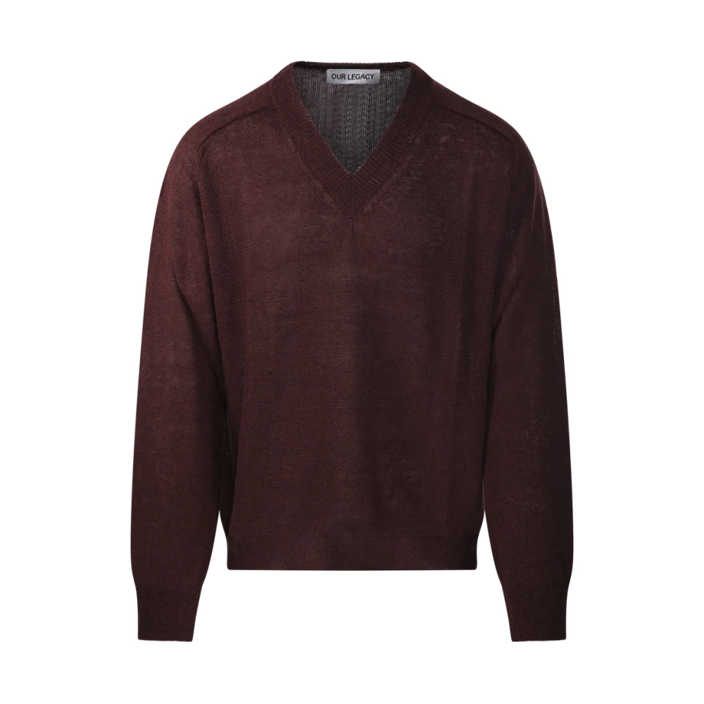 Our Legacy Men's Brown Rue V-Neck Sweater