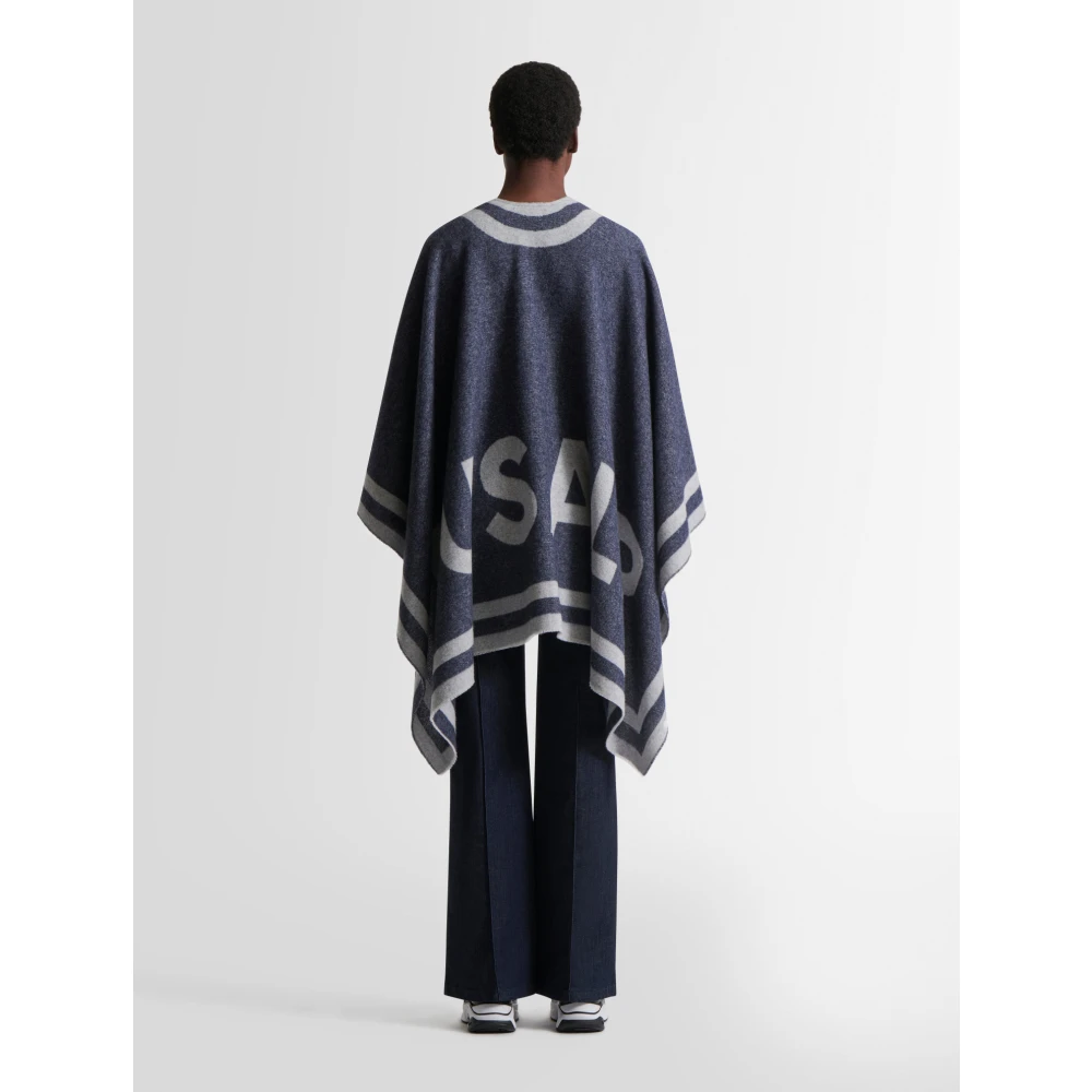 Fusalp Grafische Wol Poncho Blue Dames