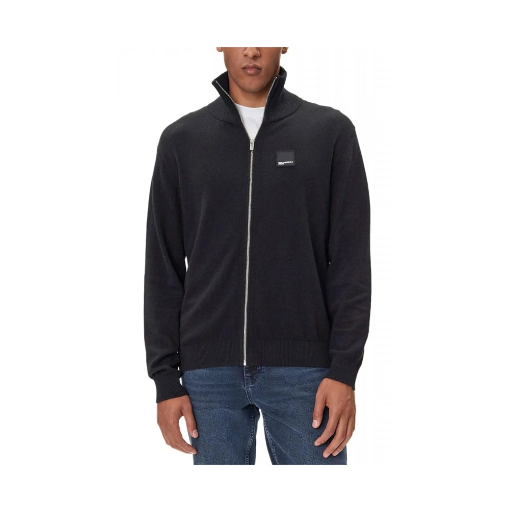 Karl Lagerfeld Black Zip-Throughs, Male, Xl, Jeans - Knitwear > Cardigans
