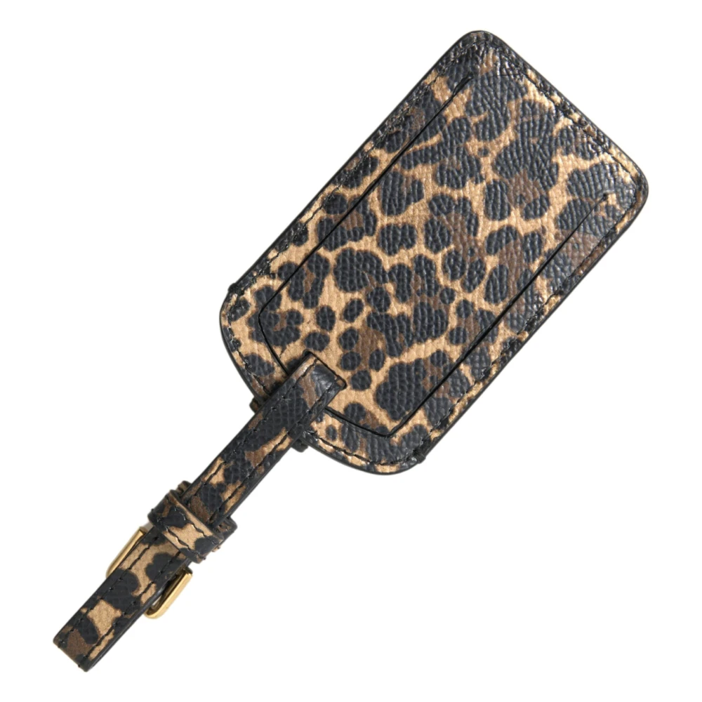 Dolce & Gabbana Luipaard Leren Bagagelabel Multicolor Dames