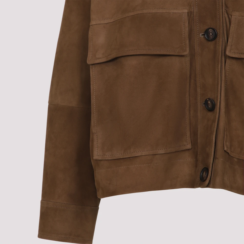 BRUNELLO CUCINELLI Bruin Suède Leren Jas Brown Dames