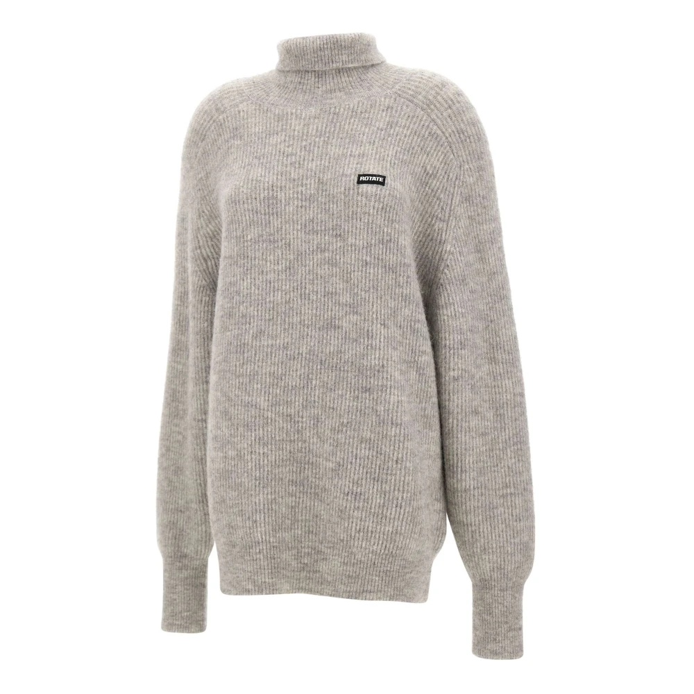 Rotate Birger Christensen Gezellig Grijs Wol Alpaca Coltrui Sweater Gray Dames