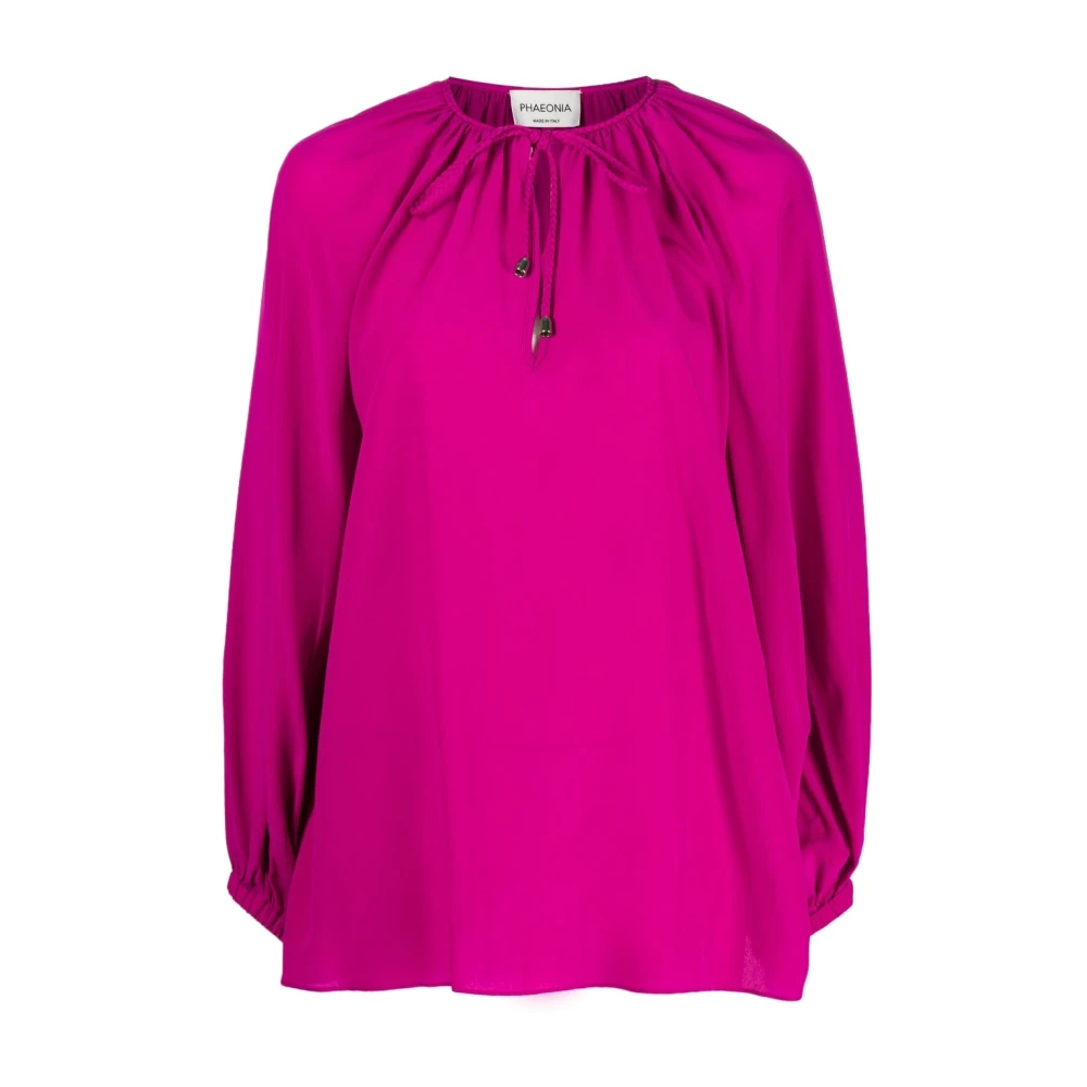 Phaeonia Fuchsia Zijden Blouse met Zelfstrik Pink Dames