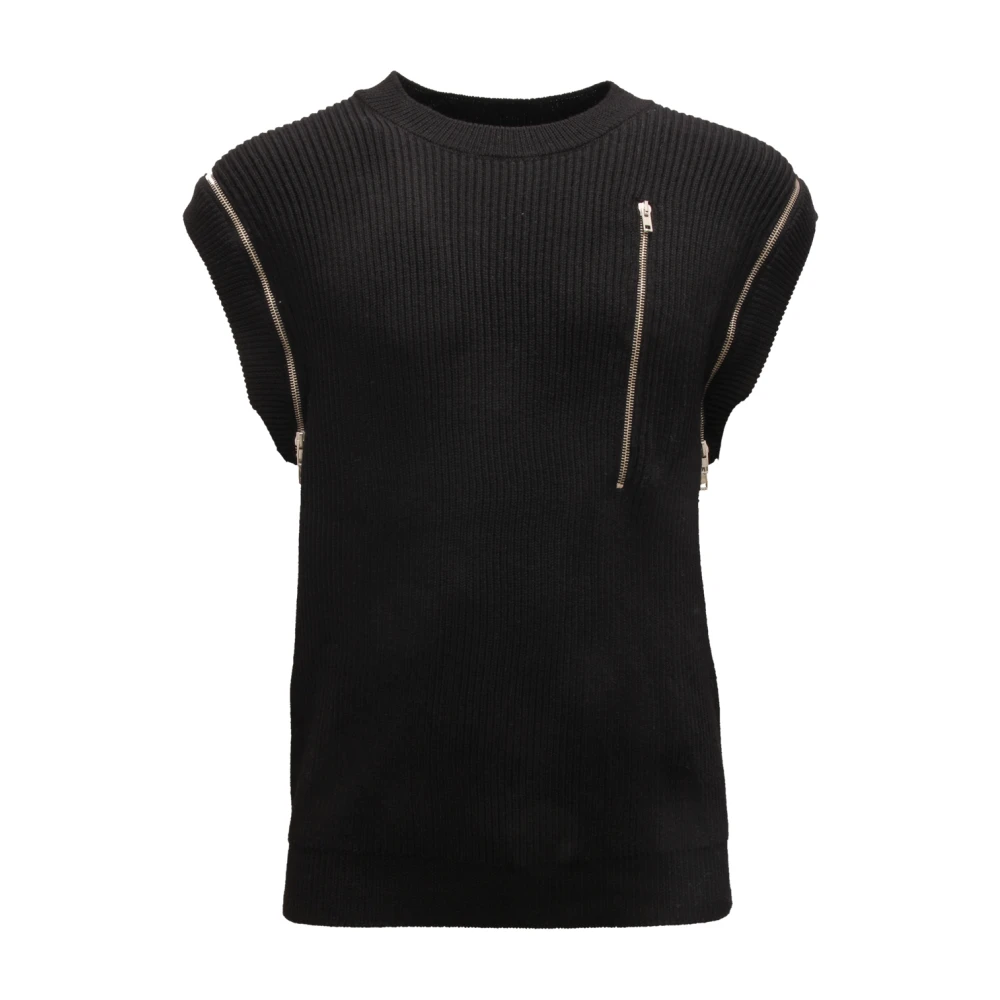 Moschino Men's Black Waistcoats, L, Wool Sleeveless Jumper Couture Style