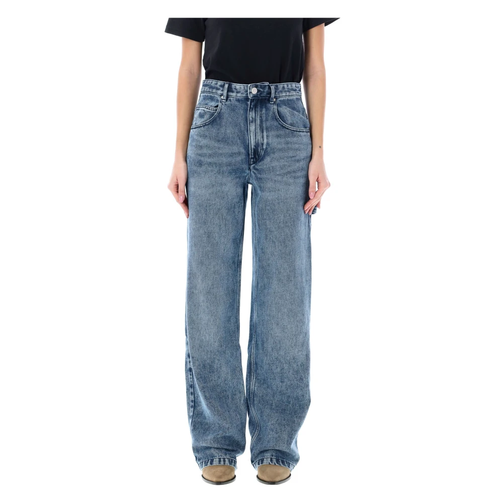 Isabel Marant Étoile Lichtblauwe Cargo Jeans Hoge Taille Blue Dames