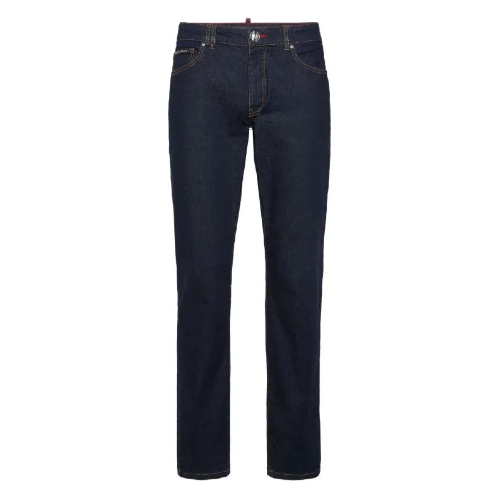 Philipp Plein Men's Blue Straight Fit Jeans, W34, Super Straight Cut Jeans