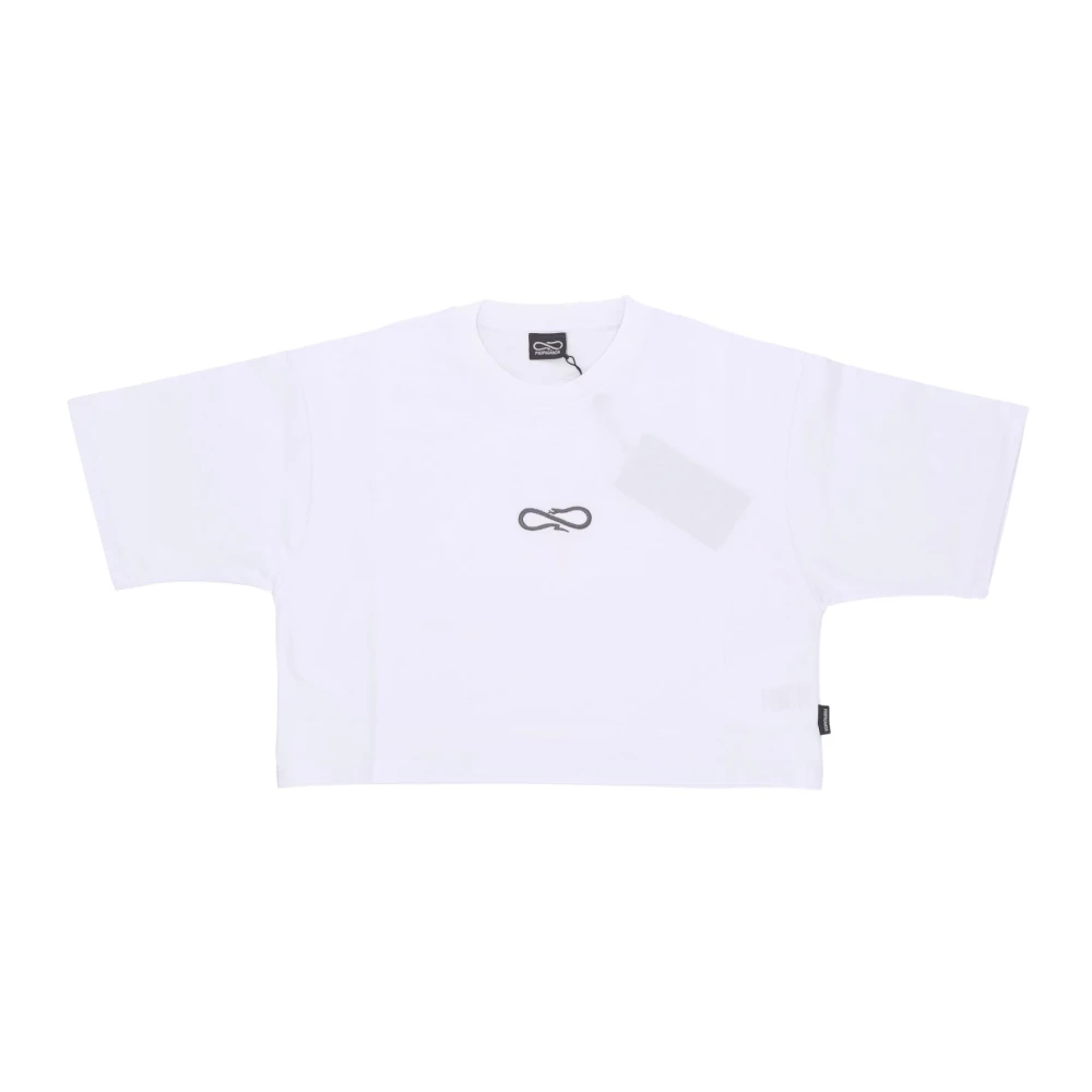 Propaganda Logo Geborduurde Crop Tee Wit White Dames