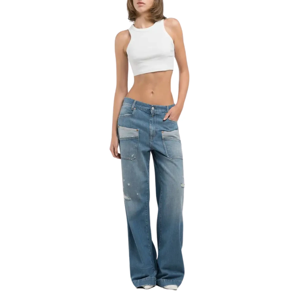 Replay Blauwe Stijlvolle Broek Blue Dames